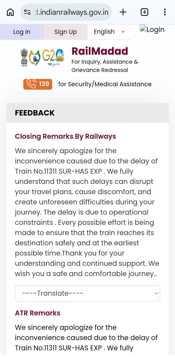 pavan_ck's tweet photo. @drmgtl @RailwaySeva @drmsbc This is the resolution for complaint, useless to create complaint https://t.co/Yz6O67Ollf