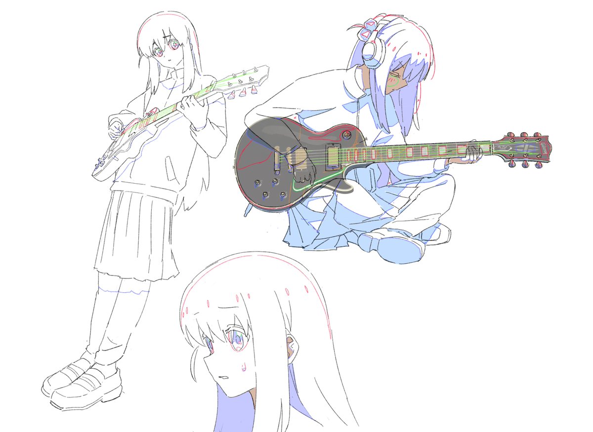 evojelly_ani's tweet photo. Some figure drawings! #ぼっち・ざ・ろっく https://t.co/7I2wDpdxdu