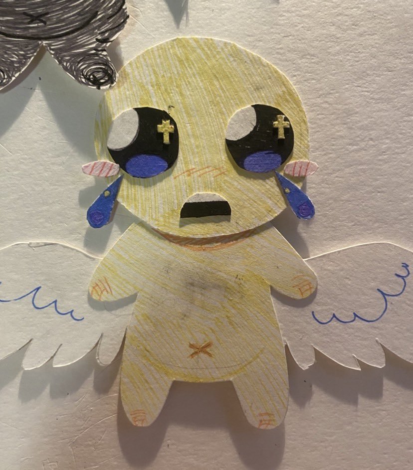 kittykr4ft's tweet photo. paper babies YES isaac is yellow because i didnt have a skin color ballpoint pen oops https://t.co/hnxTLmCle0