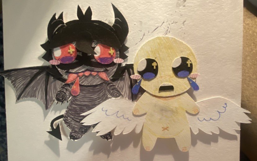 kittykr4ft's tweet photo. paper babies YES isaac is yellow because i didnt have a skin color ballpoint pen oops https://t.co/hnxTLmCle0
