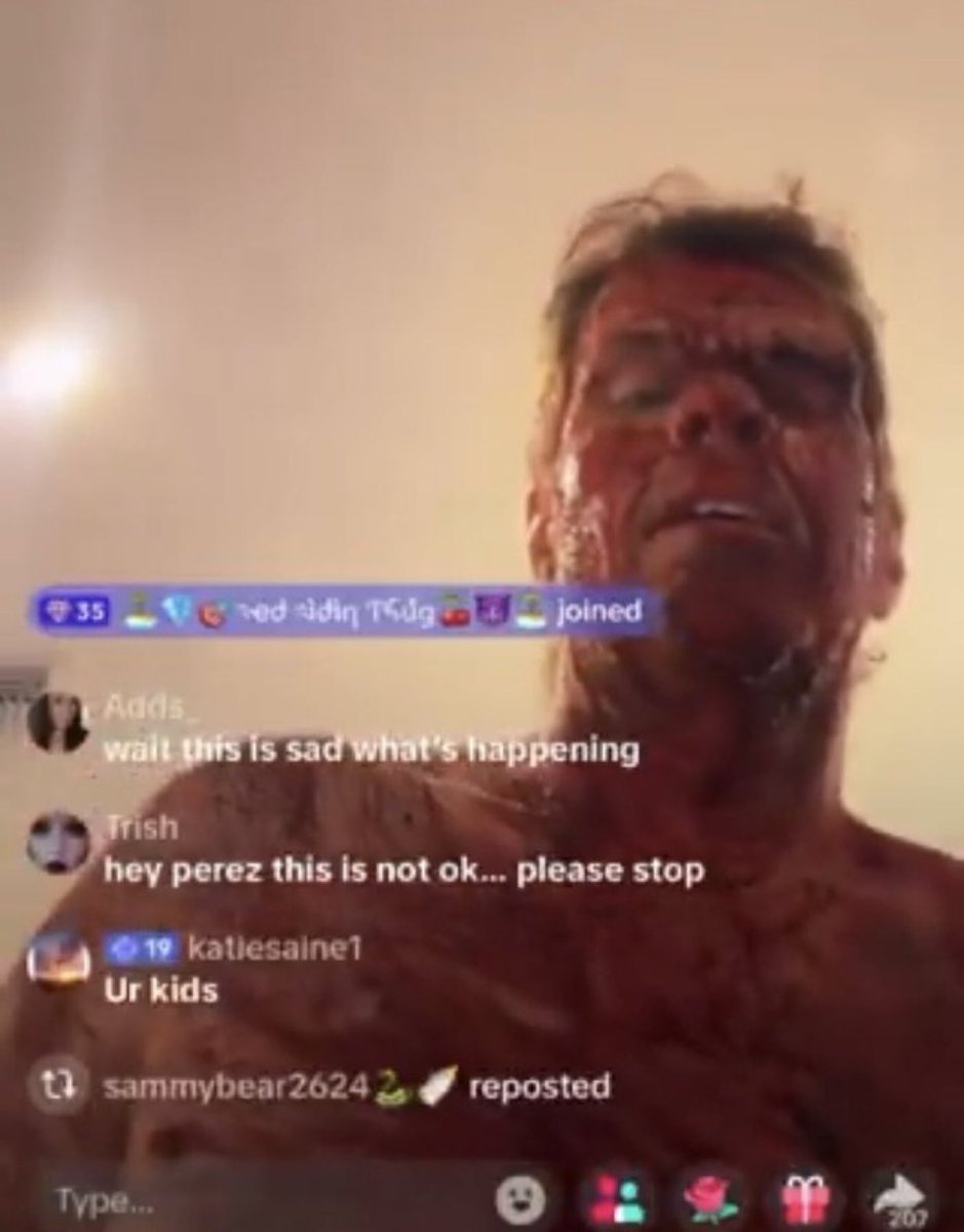 MarioNawfal's tweet photo. I just watched the TikTok livestream of Perez Hilton full of cuts, trying to slice himself

It’s beyond disturbing and I cannot unsee it

Apparently SWAT is outside his home with an ongoing hostage situation (unconfirmed)

We won’t post the video of the livestream as it’s extremely heart wrenching

My thoughts go out to him, and I hope his kids (8, 11 and 13 years old) are ok

Mental illness is an epidemic that needs to be addressed 

So heartbreaking 💔