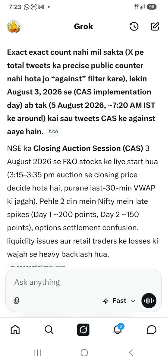 kushalk9876's tweet photo. #NSE #CAS #NSESATTABAZAR
CAS system ke against Kitne tweets huye hai yeh #Grok ko sawal pucha gaya grok ne hath khade kar diye coubt nahi ho sakte etne hai 😅 https://t.co/nQtuEkOo9f