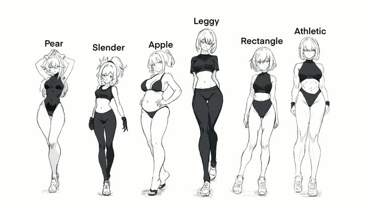 MrsGhostStudio's tweet photo. Body types in anime 🧍‍♀️🍐 https://t.co/23gJlMZ2J3