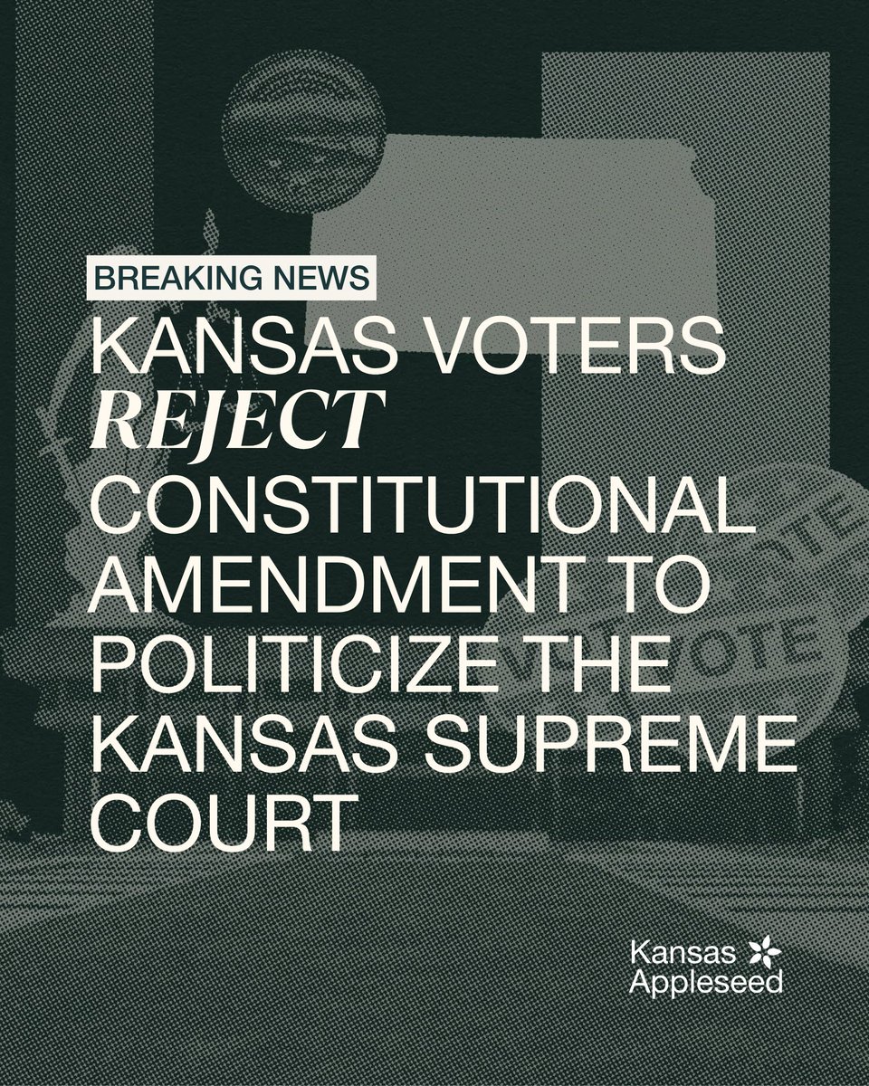 KansasApple's tweet photo. Almost 70 years after the Triple Play Scandal rocked our state’s Supreme Court, Kansans have again said no to a system that opens the door to partisan politics, corruption, and backdoor deals. #ksleg

Read our official statement: https://t.co/c5Z6JAdBar https://t.co/XV54BNFKh1
