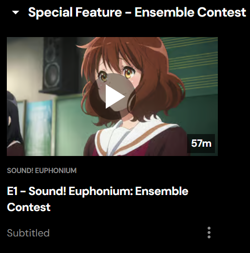 Andre_Shelf's tweet photo. A momentous day.

2 years, 11 months, and 28 days after its original release in Japan, and 3 days before its 3rd anniversary, Sound! Euphonium: Ensemble Contest was finally legalized in America, with no announcement or fanfare. Thanks crunchyroll i guess https://t.co/SKQQLWLsfQ