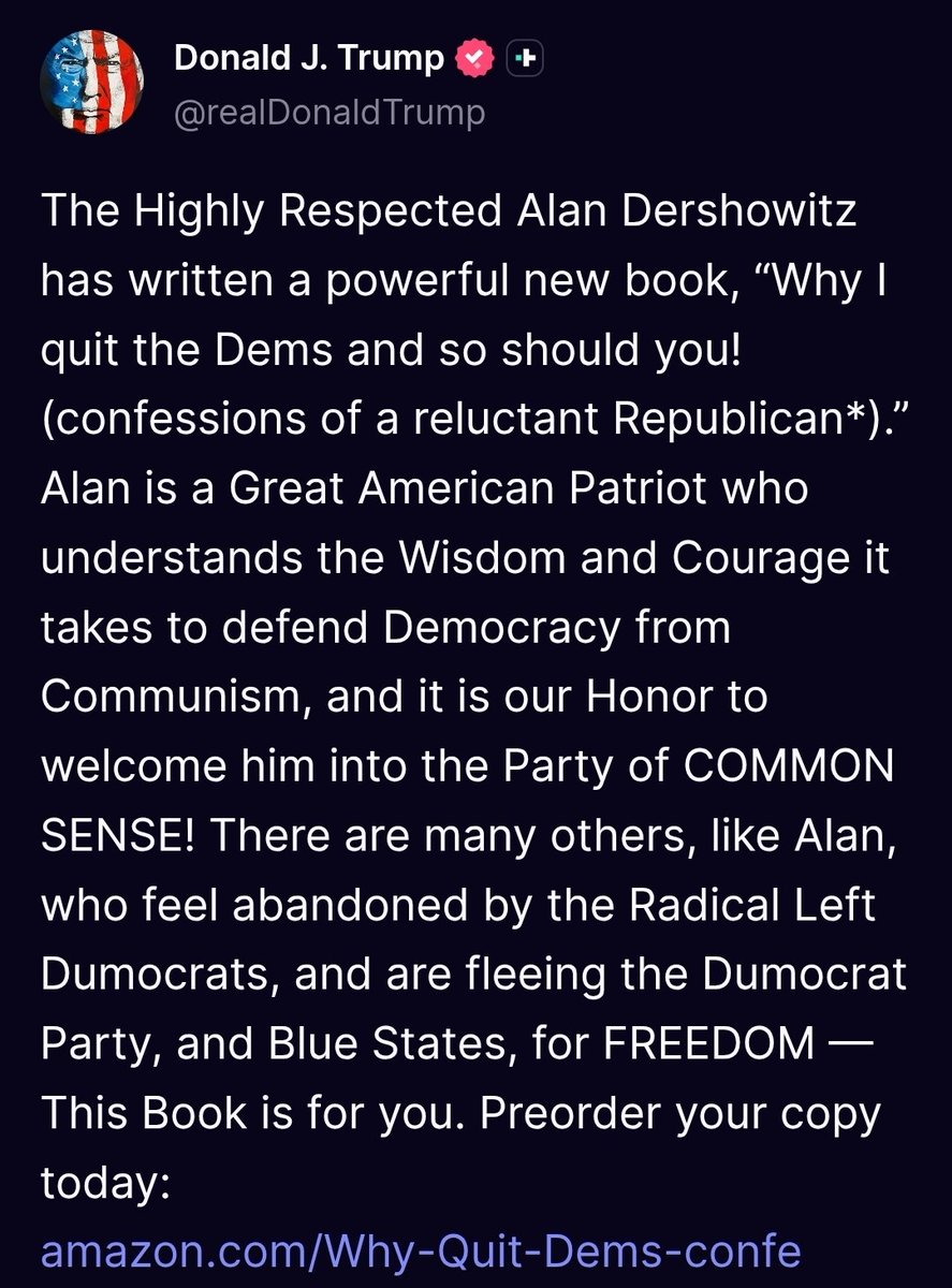 EvanAKilgore's tweet photo. HOLY SH*T...

Donald Trump is now trying to get us to buy Alan Dershowitz' book.

Yes, Alan Dershowitz... the guy who was Jeffrey Epstein's lawyer.

MAGA is fu*king dead, bro.

I won't defend this sh*t anymore. https://t.co/zsDR453YDO