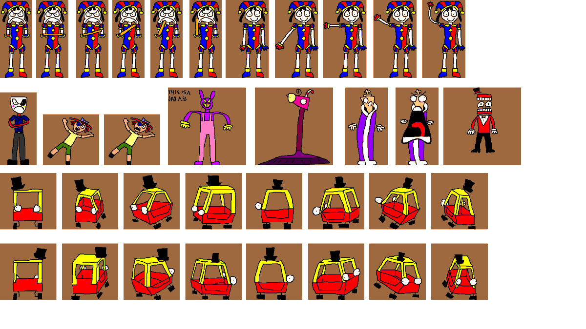 Christo09452832's tweet photo. Pomni's Basics 1 Sprites and Textures
The squares and rectangles behind them represent the accurate height and width for each sprite. This is a Baldi mod idea btw. https://t.co/WsxXyP3vTj