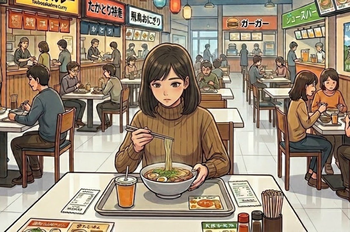 pirooooon3's tweet photo. フードコートで一人で食事することは
友達がいなくて恥ずかしい事なのですか？
①恥ずかしくない
②恥ずかしい
③その他 https://t.co/vUJKDUBn5q