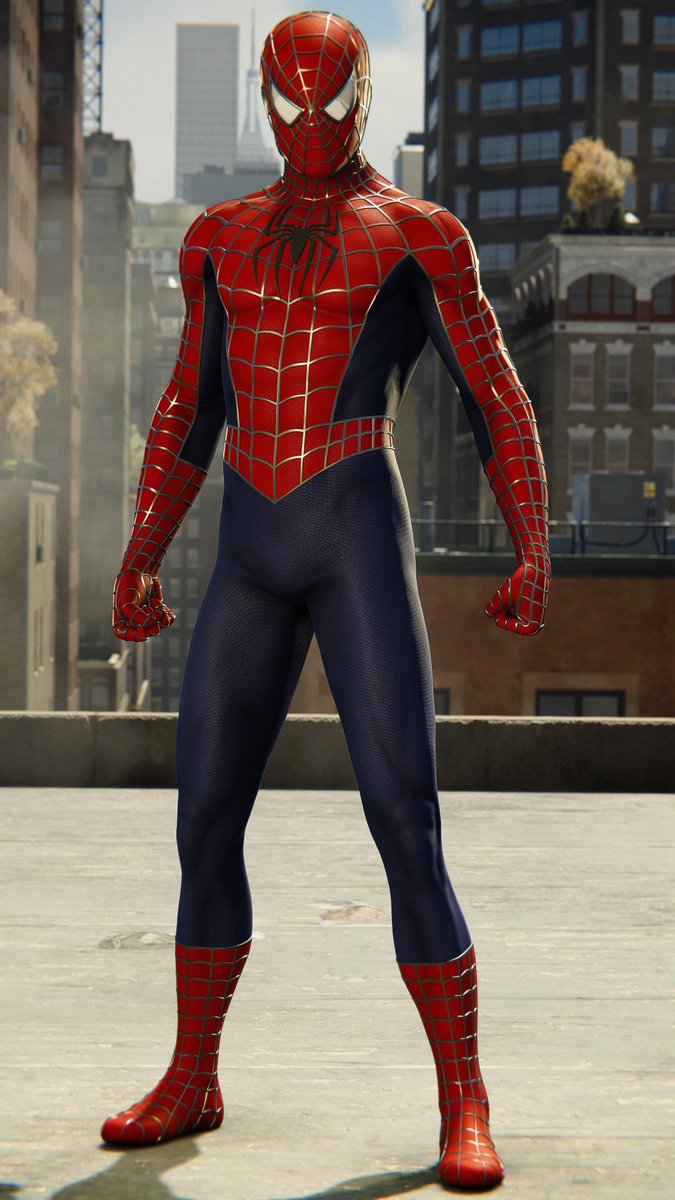 HeartHeart2003's tweet photo. @GerGonGaming @Fergonfzo @ChespasB Debe ser una foto editada, pero si es original de la pelicula.

La segunda foto proviene del juego de Spiderman de 2018, ahi podes usar el traje de las pelis de Raimi. https://t.co/5vOmp656dI