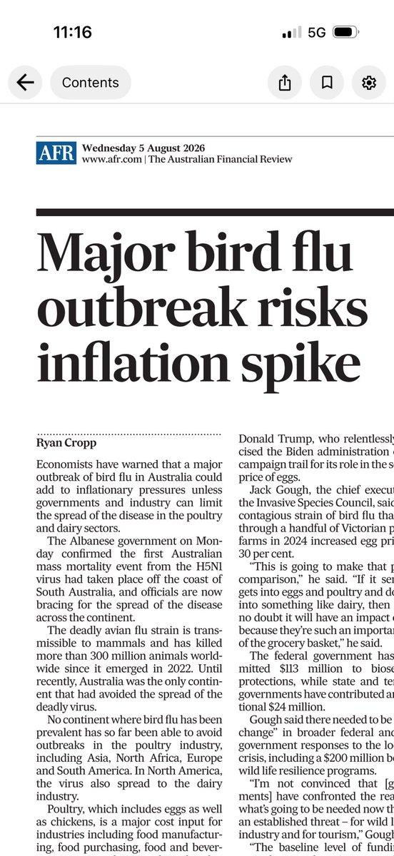arbyeh1's tweet photo. So bird flu may cause inflation which I guess may cause the perennially clueless RBA to nudge rates up again most likely to the delight of #lnpneveragain and #PHONey but the question is, will the birds notice… #auspol #ausbiz https://t.co/1RUq97pKjW