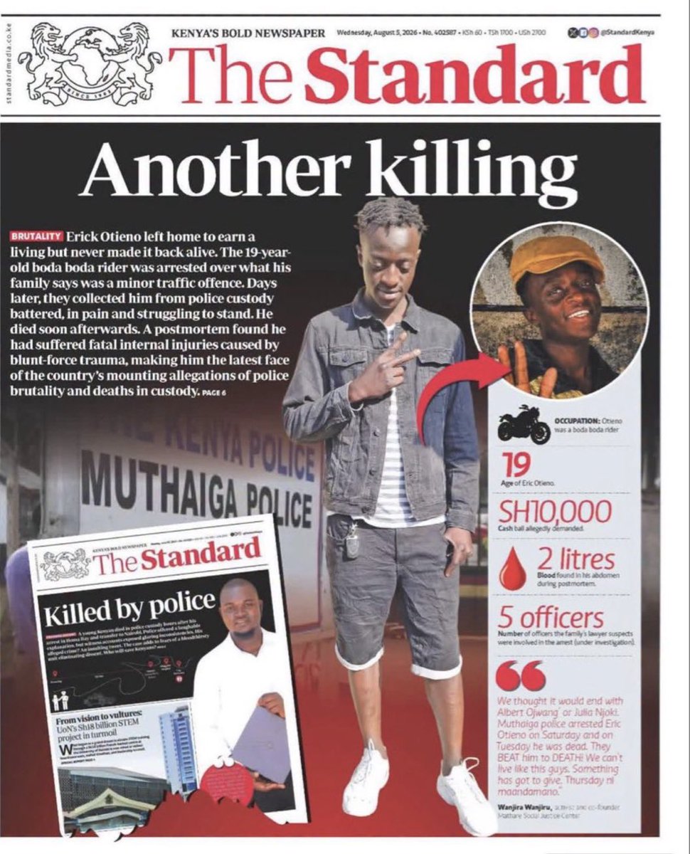 MigunaMiguna's tweet photo. To tyrant @WilliamsRuto: Stop the @NPSOfficial_KE thugs from murdering Kenyans. We demand justice for Eric Otieno and other victims of police atrocities.

I’m also waiting to see @orengo_james, @edwinsifuna, @CaroliOmondi and other Linda Tumbo Bandits condemning these extra-judicial killings and joining us in the fight for social justice.