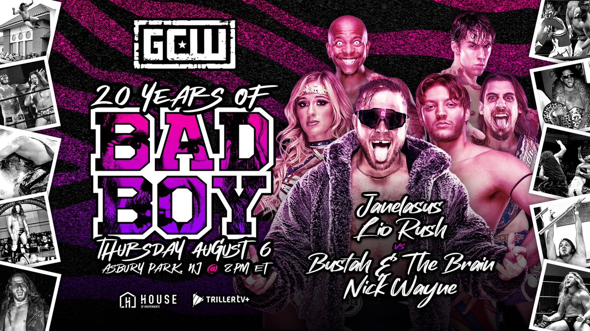 GCWrestling_'s tweet photo. *BAD BOY UPDATE - THIS THURSDAY*

Just Signed:

JANELASUS & LIO RUSH
vs
BUSTAH & THE BRAIN & NICK WAYNE

Plus:
Kris Statlander vs Marcus Mathers
Nick Gage vs Rhett Titus
Bear Bronson vs Marko Stunt
Slade vs Crowbar
+more

Get Tix:
https://t.co/tJEr6hWg6j

Watch LIVE on @Triller_TV+
The Hoi - Asbury Park