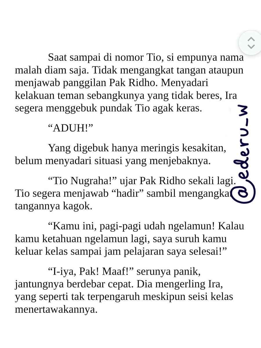 ederu_w's tweet photo. Spill novel yang lagi kugarap

Potongan dari bab 2

#novel #original #romance #teenlit https://t.co/055VadToXN