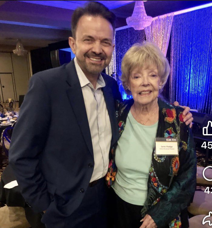 PaulPoteet's tweet photo. Sorry to hear about Janie Hodges, one of the remaining links to the classic Channel 4 in Indy that I got to be a small part of. She was still on when I got there in the 80s. I got to interview her and Cowboy once on the WRTV morning show in the later 90s. Saw her at an event about ten years ago. Sweet lady. Part of the Holy Trinity at 4: Cowboy Bob, Janie, and Sammy Terry. 😀 (and Bob Knight in the Fall and Winter lol.) So many characters in the Bluff Road building. I miss that. Only a half hour of news, which I think is what we still have now, but it just goes on longer, know what I mean?
