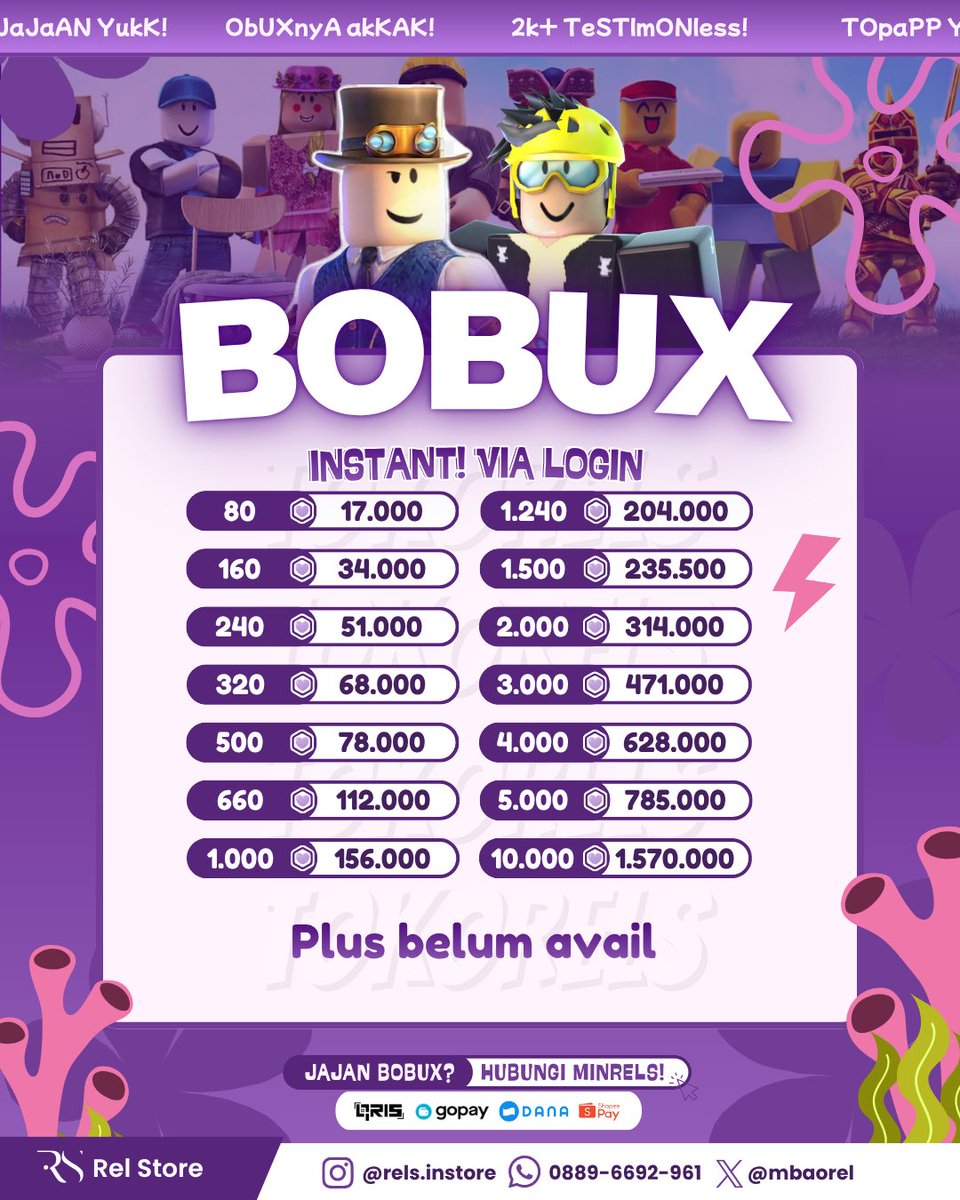 relsmark's tweet photo. Ready Robux Vilog✅
— proses cepat cuman 5-10 menit!
— aman, legal, bergaransi

gass wa aja yang mau order yaa, via login aku prosesin sendiri https://t.co/qYfJtkcEEk
