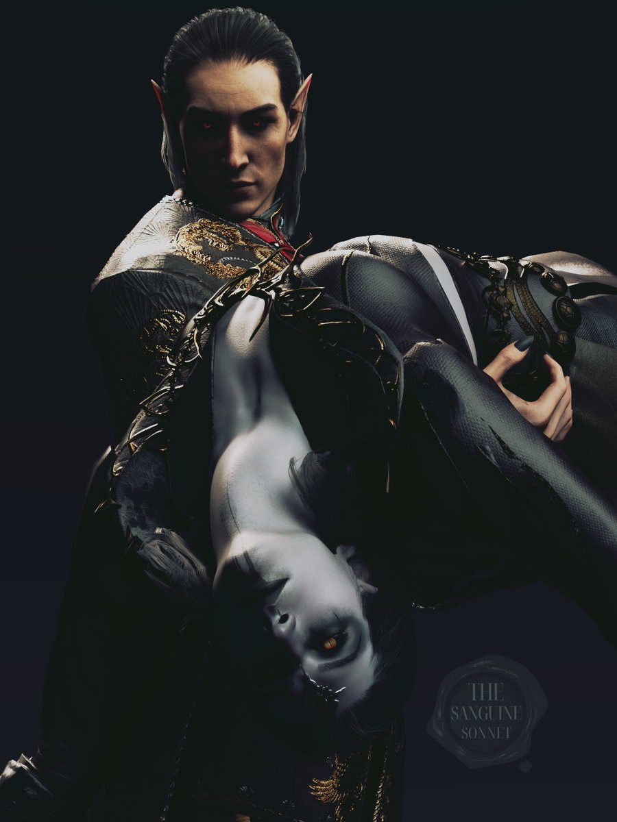 sanguinesonnet's tweet photo. Ladies, Gentlemen, and all those in between: Them.

Thank you @yujiniani.bsky.social for letting me bring Elric and Cazador together. Succubi/Incubi and Vampires go hand in hand like Necromancy and the dead.🖤 https://t.co/XEppI5f0g6