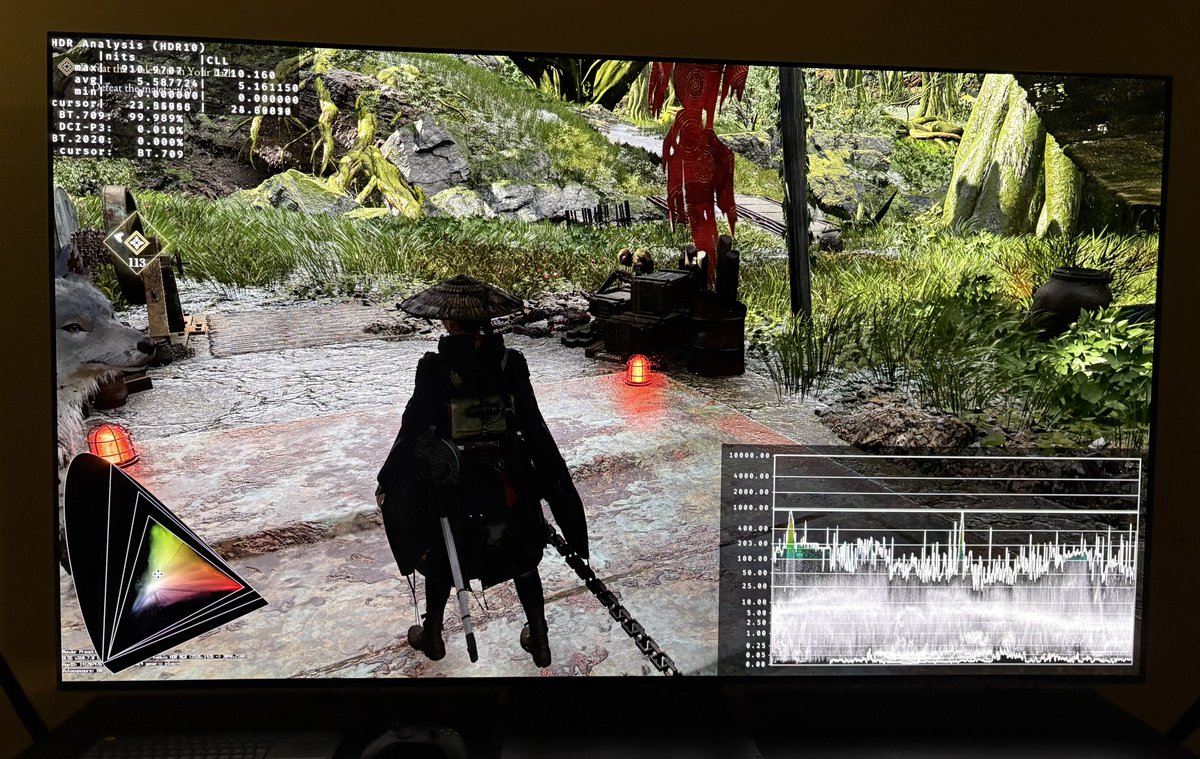 HDRgameAnalysis's tweet photo. Quick HDR analysis and setup guide for  Beast of Reincarnation on PC and SX (and PS5).

HDR is implemented the same way on PC and a Xbox consoles. I did not try it on PS5, but it’s most likely the same.

PC Gamers:
See my separate setup and settings guide that will show how to fix the blurry visuals (turn of chromatic aberration and other effects) and how to fix the HDR using RenoDX Extended version.

Console gamers:

We have two in-game sliders. Middle Grays and Max Brightness.

Peak brightness:

The Max brightness slider adjusts peak brightness. There is no indication on the slider to what brightness in nits the game outputs, so I show it here:

10 clicks - 520 nits
20 clicks - 625 nits
30 clicks - 736 nits
40 clicks - 830 nits (default setting)
50 clicks - 930 nits
60 clicks - 1100 nits
70 clicks - 1246 nits
80 clicks -1380 nits
90 clicks -1530 nits
100 clicks - 1660 nits

Setup to what your display can max output.

Brightness / paper white:

The games overall brightness is adjusted via the Middle Grays slider. It adjusts everything inbetween peak brightness and black level floor.

Set it up to get the overall brightness you want.

Black levels:

The game does not have a black level raise caused by HDR. We see that if we compare the waveform in picture 3 and 4. In picture 3 I have removed all the games fog (via engine.ini commands on OC) and black levels look fine. In picture 4 we see a black level raise.

The game heavily uses a tiny layer of fog in the first area of the game. I have not seen the later areas. 

So much fog effectively raises black levels, reduces contrast and detail in the distance. I hate when games uses it so much, even indoors.

Increasing the middle grays slider increases upper shadows. Be aware of that. It further decreases contrast and thats probably not what many wants in a game that uses so much fog.