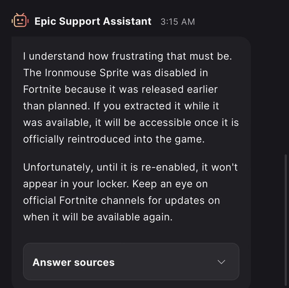 VeryEnglishGent's tweet photo. @justpaulnow3 @Fortnite @ironmouse Got this from tech support https://t.co/AyL5DLaW7x