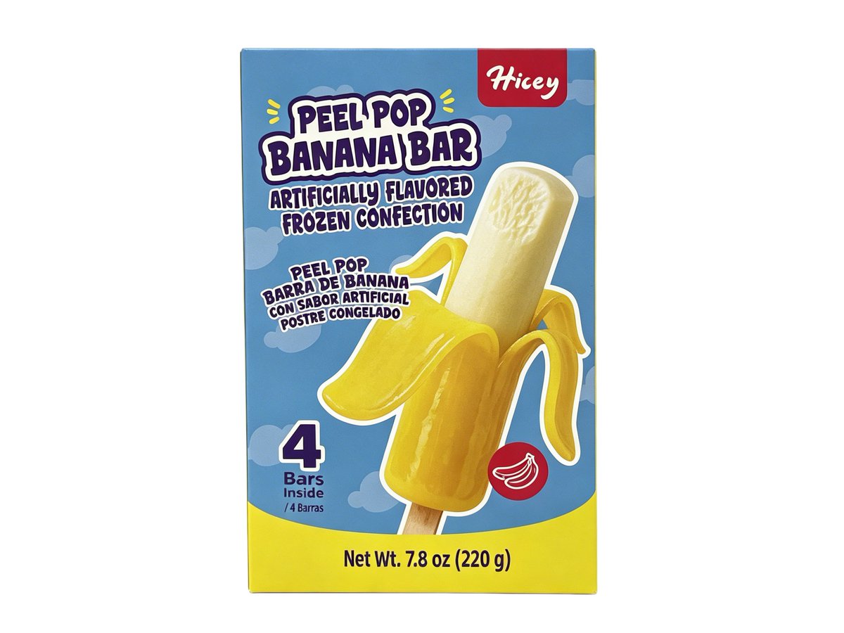 HiceyIcecream's tweet photo. PEEL POP BANANA BAR-4 Bars inside

#icecream #Fruitshapedicecream #wholesaleicecream #Hicey #peelbanana https://t.co/F9pO4vQUkr