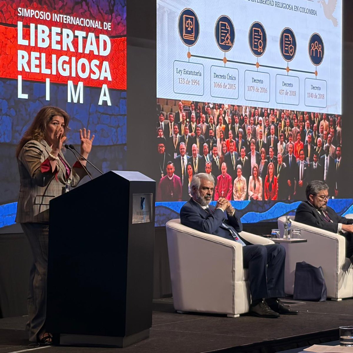 LorenaRiosC's tweet photo. 🇨🇴 🇵🇪 COLOMBIA: REFERENTE EN LIBERTAD RELIGIOSA PARA AMÉRICA LATINA 🌍 

Agradezco la invitación al Simposio Internacional de Libertad Religiosa del International Center for Law and Religious Studies ICLRD - BYU @iclrsorg, realizado en Lima, #Perú para representar a Colombia y compartir la experiencia del país en la promoción de la libertad religiosa, el diálogo interreligioso y la construcción de políticas públicas en esta materia.

Estos espacios fortalecen la cooperación internacional y el intercambio de buenas prácticas, reafirmando que el respeto por la diversidad religiosa y la cooperación, son fundamentales para la reconstrucción del tejido social en nuestros países.