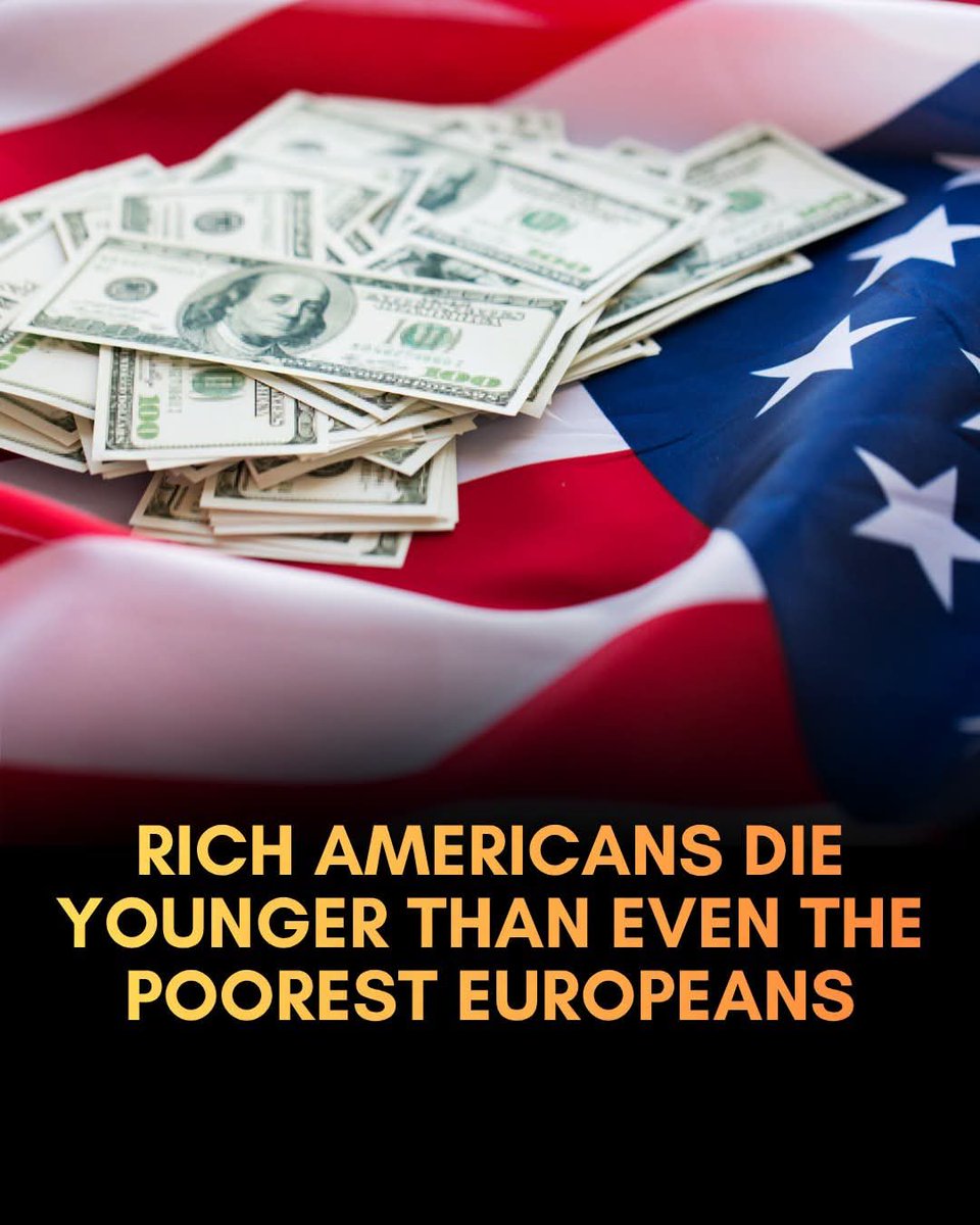 SmartScience's tweet photo. Research shows even Europe's poorest live longer than the wealthiest Americans 

The deeply ingrained American dream of accumulating wealth to secure a better, longer life is facing a harsh reality check. 

Higher rates of chronic illnesses, higher healthcare costs, longer work hours, and higher everyday stress means even those at the top of the American economic ladder cannot buy their way out of the country's collective health disadvantages. 

A comprehensive study published in the New England Journal of Medicine compared the survival rates of more than 73,000 older adults across the United States and Europe over a ten-year period. 

The findings are sobering: at every single wealth level, Americans die earlier than their European peers. Most shocking of all, the wealthiest 25% of Americans have survival rates on par with the poorest quarter of citizens in northern and western European nations like Germany, France, and the Netherlands. While financial resources generally correlate with better health globally, this protective effect is severely compromised in the U.S.

Researchers attribute this massive longevity gap to systemic and structural deficiencies within the United States. Unlike Europe, where robust public infrastructure, universal healthcare systems, and stronger social safety nets decouple a person's basic life expectancy from their bank account, the U.S. forces individuals to rely heavily on personal funds to navigate a highly fragmented healthcare system. 

This stark reality underscores that reversing the declining life expectancy of Americans requires broad societal and policy reforms rather than simply pursuing individual prosperity.

source: Machado, S., Papanicolas, I., et al. (2025). Association between Wealth and Mortality in the United States and Europe. New England Journal of Medicine, 392, 1310-1319.
