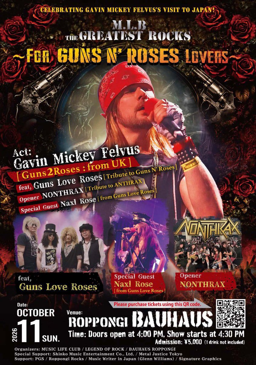 Guns_Love_Roses's tweet photo. 【ライブinfo】
ガンラブ3daysライブ決定！
前売りチケット予約サイトは近日オープン！
2026.10.10稲毛K's Dream
2026.10.11六本木バウハウス
2026.10.12渋谷GRIT https://t.co/Zl1wbYhAN5