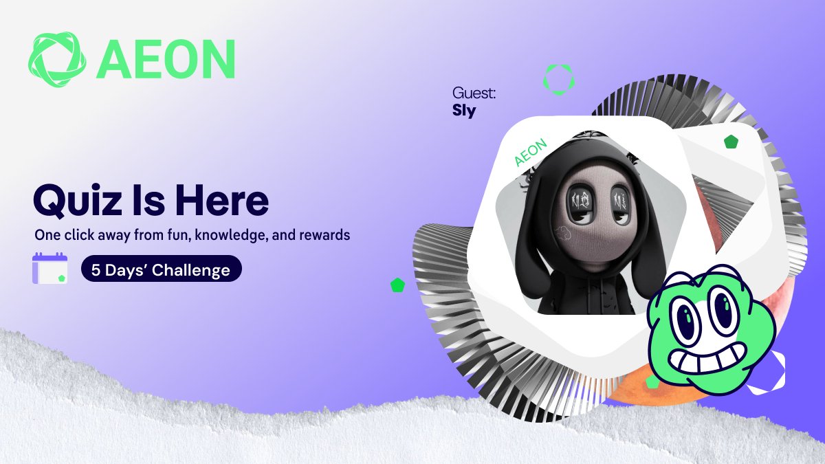 AEON_Community's tweet photo. How well do you really know #AEON? 🤔For the next 5 days, we'll be hosting the AEON Community Quiz, giving every community member a chance to compete, learn more about AEON, and earn rewards along the way.

🏆 25 winners throughout the campaign will share a $100 $AEON prize pool.

🗓 Campaign Period: Wednesday → Sunday
⏰ Quiz Release: 12:00 PM UTC every day

👉https://t.co/Nvbx3ugbuV

📝 How It Works?

🔹 You'll have 24 hours to finish your answers before the next day's quiz begins.
🔹 Answer all 5 questions correctly to qualify for that day's lucky draw.
🔹 Every day, 5 lucky winners will be randomly selected from all eligible participants with a perfect.