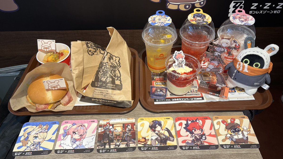 SERN08771253's tweet photo. 🍟 #ゼンゼロxウェンディーズコラボ🍔
今年のグルメ大作戦は🏳️店舗へ！
炎天下のもと長蛇の列を越えて店内装飾とエレン、真斗の放送に浸りつつモエチャッカファイアで〆！🔥
最高ぉぉぉ(*｀ω´)bもう住みたいンナ

#ゼンゼロ https://t.co/P3c90R6f3r