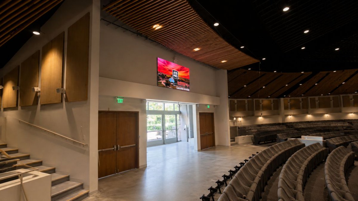 novastartech's tweet photo. 🎬 COEX Case Series

A great visual experience can transform the way people learn, present, and connect.

Our partner @ATSPro5 recently completed an LED display installation at Concordia University Irvine in California, powered by the NovaStar COEX MX20. 

The project features two Full HD LED walls on the main stage, complemented by an additional LED display at the auditorium entrance, creating a seamless visual experience from arrival to presentation.

Designed for lectures, presentations, campus events, and daily activities, the system delivers outstanding image quality, low-latency performance, and reliable operation throughout the venue.

#NovaStar #COEX #MX20 #LEDDisplay #Education #HigherEducation #AVTechnology #LEDWall