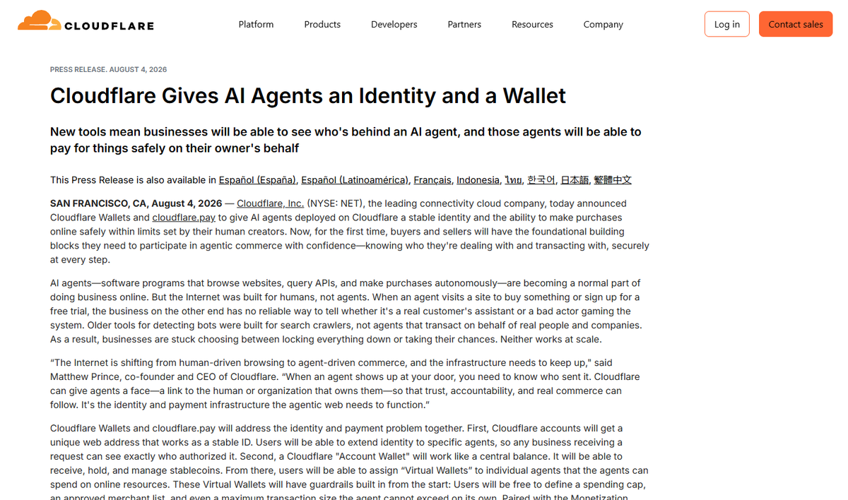 Crypto_Benz's tweet photo. 📌 ไปจองด่วน! @Cloudflare เปิดให้ AI Agents มี Identity กับ Wallet แล้ววว 🚀

ข่าวใหม่จาก Cloudflare มาแรงมากครับ เพิ่งประกาศ Cloudflare Wallets กับ cloudflare pay 

AI Agents เริ่มซื้อของหรือใช้บริการออนไลน์เองได้มากขึ้น แต่ปัญหาคือเว็บไม่รู้ว่า Agent ที่มาซื้อ เป็น Agent ที่ดีหรือ Agent ที่ไม่ดี คือพูดง่ายๆ ไม่รู้เลยว่าใครมาใช้บริการ ใครมาจ่ายตังค์ให้เรา

Cloudflare เลยออกตัวช่วยสองอย่างหลักๆ มาระบุตัวตน Agent เพื่อให้โปร่งใสมากขึ้น ซึ่งผมคิดว่าดีมากเลย

1. ID แบบตายตัว (stable identity) 
บัญชี Cloudflare จะได้ web address เป็น ID ถาวร แล้วสามารถโยงไปยัง Agent แต่ละตัวได้เลย ธุรกิจที่รับคำขอจะเห็นชัดว่าใครเป็นเจ้าของและอนุญาตมา

2. Wallet Account 
Wallet ทำหน้าที่เหมือนกระเป๋ากลาง รับ ถือ และจัดการ Stablecoins ได้ จากนั้นสร้าง Virtual Wallet ให้ Agent แต่ละตัวไปใช้จ่ายได้เลย โดยตั้งเพดานการใช้จ่าย รายชื่อร้านที่อนุญาต และขนาดธุรกรรมสูงสุดไว้ล่วงหน้า Agent จะใช้เกินไม่ได้ถ้าไม่ขออนุมัติจากคน

🔸 ตอนนี้เปิดให้จอง Handle ได���ที่ https://t.co/e9pCdjCxPW แล้ว 
(ส่วนการเติมเงิน ถอนเงิน และสร้าง Virtual Wallet เต็มรูปแบบจะมาในอีกไม่กี่เดือนข้างหน้า)

ผมว่าควรไปจองชื่อเราไว้ก่อนก็ดีนะครับ 
อนาคตเทรนด์น่าจะมาทางนี้ จะได้ไม่พลาดโดนคนอื่นฉกไป

#Cloudflare #AIAgents #CloudflareWallet #Stablecoin #AgenticWeb