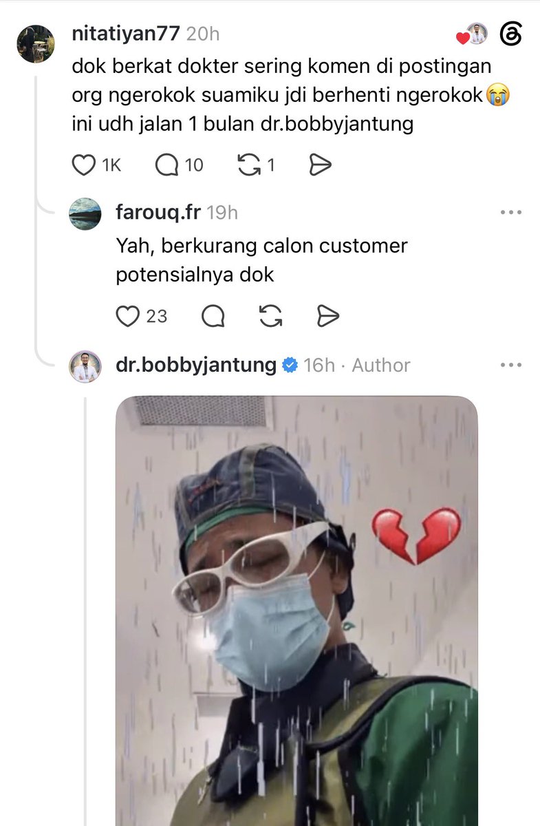 karirfess's tweet photo. kalian tau akun dr. bobby jantung gak?

secara personal branding beliau tuh kuat banget. dari nama akunnya kita tau kalo dia tuh dokter, spesialisnya dokter jantung✅

saking kuatnya personal branding dan influence beliau, ada testimoni ibu2 kalo suami dia berhenti merokok karena liat konten dokter ini

mulia ya kegiatan beliau di sosmed

contoh yg baik, dari pada menghujat ga jelas kan🙏😊