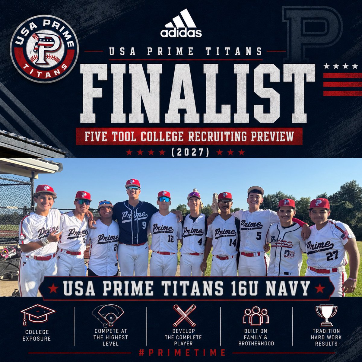 usaprimetitans's tweet photo. Last tournament in the books to wrap our summer - Prime went 4-1 coming up short Championship game in the @FiveToolTexas college recruiting preview. Time to get to work during this off season before heading into their respective HS baseball programs. Let's go. 
@USAPrimeREC 
@UsaPT16uNavy 
@BUncommitted 
@FiveTool 

@