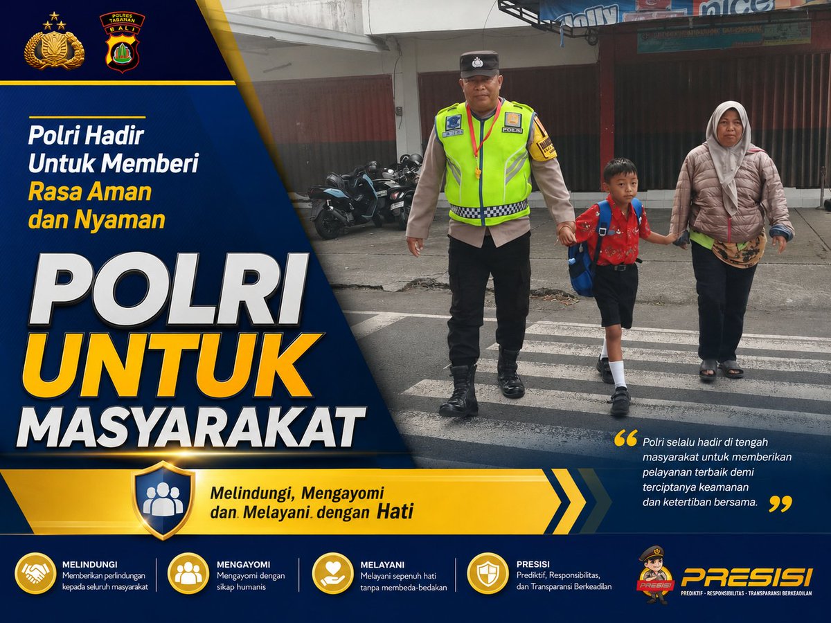 Polsek_tabanan's tweet photo. Bhabin desa wanasari membantu warga saat menyebrang  di jalan raya, melayani masyarakat dengan sepenuh hati https://t.co/9956Z2giAu