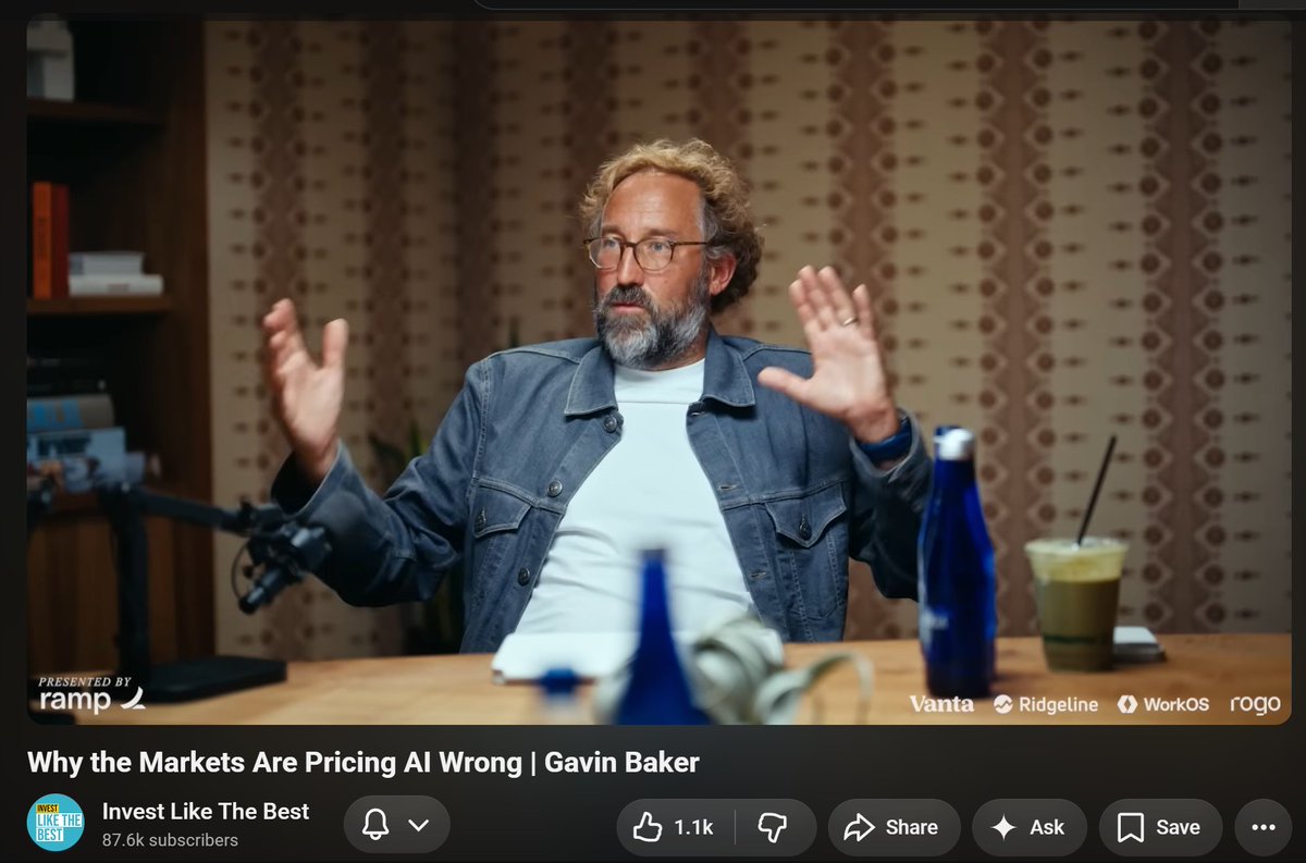SteadyCompound's tweet photo. Gavin Baker spent a week in Silicon Valley looking for one number that showed AI demand slowing.

AI stocks had just fallen 40 to 60% in a straight line.

He found none.

My notes from his new interview: https://t.co/pGOpaZOFlx