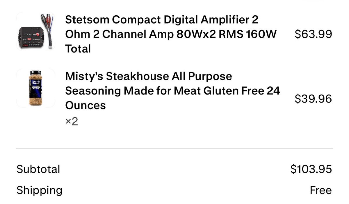 90minutetape's tweet photo. I’m legit disappointed with the rub on the tomahawk steak we cooked tonight. We ran out of #Mistys all purpose seasoning (which is easily the best steak seasoning  on earth) and tried to improvise. Never again. I also bought an audio amplifier from the same seller. https://t.co/rRmoGLwdea