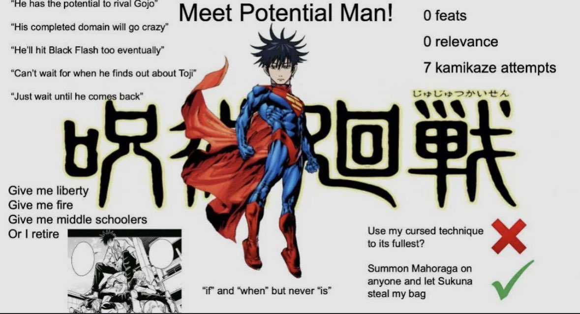 Anipost23's tweet photo. I like Megumi but I think Megumi slander is the funniest shit ever😭#potential https://t.co/Pzx5RWvm7S