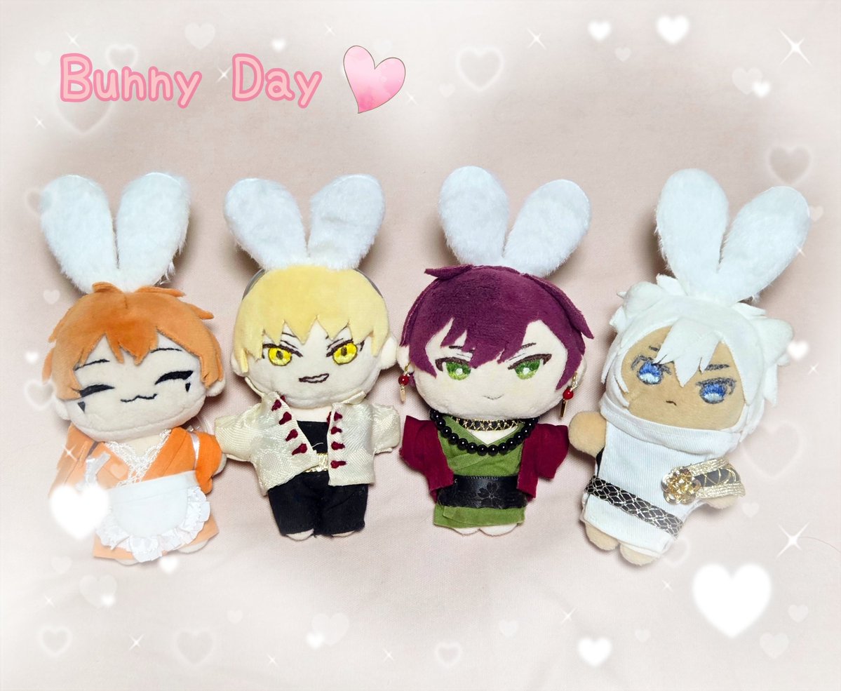 kina__44's tweet photo. 先生の文月🐰❤️が素敵すぎたから、今更だけど我が家の文月も🐰さんになって貰いました😊
せっかくなので黒城組もお付き合いで🫣💕
白露はケモ耳あるけど、みんなお揃いだからね😂

#雅血の陰陽師 https://t.co/R5psg1cIvs