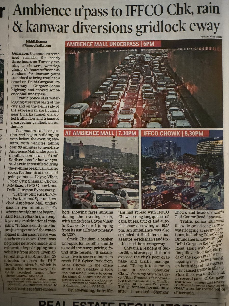 GargiRawat's tweet photo. I had friends who were stuck for FOUR HOURS in traffic yesterday! Between Delhi-Gurugram ..Several issues combined to create absolute mayhem! #MillenniumCity https://t.co/ccrbHBDxRA