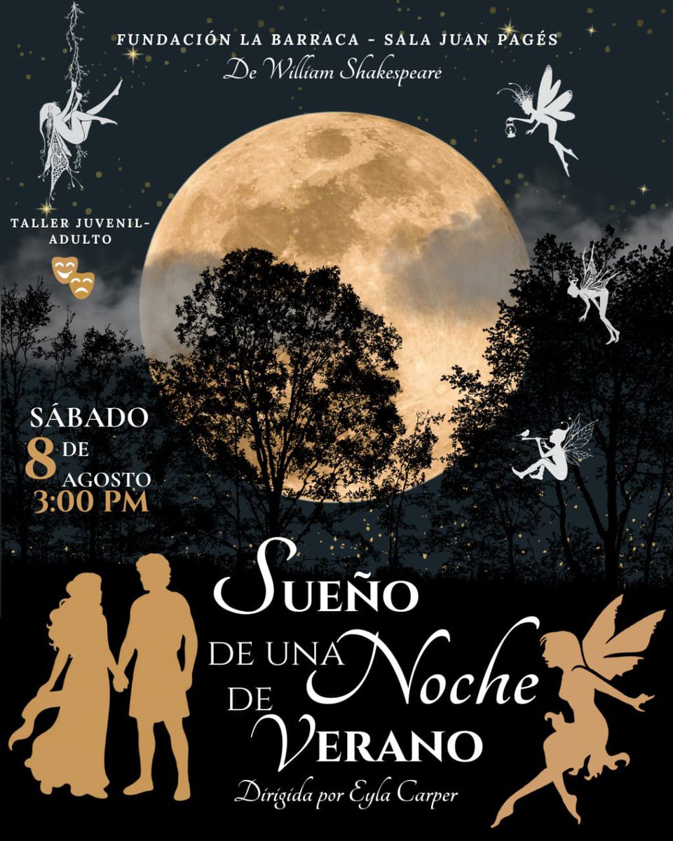 JuanMCarvajal's tweet photo. #AgendaCultural Fundación La Barraca presenta dos funciones de Sueño de una noche de Verano de Shakespeare. Instagram @fundacionlabarraca #SanFélix #Teatro https://t.co/Uf8c5I1atE