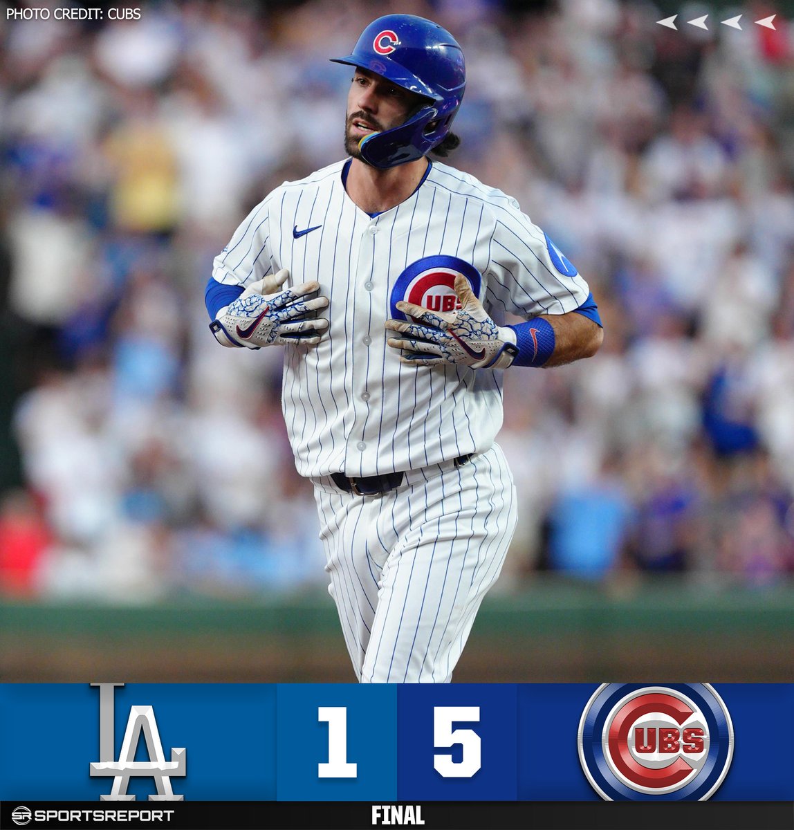 InsidetheIvy's tweet photo. CUBS WIN!!! 🔥

The Cubs take down the Dodgers 5-1 to clinch the series at Wrigley!

Series won against one of baseball's best. 🐻🔵🔴 https://t.co/nFmuM8hLrm