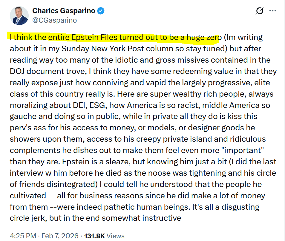 driver61d1's tweet photo. I didn't realize this piece of shit propagandist was the last person to interview Jeffrey Epstein before his alleged suicide.

And to no surprise, he's downplaying how much of a monster the mossad pedophile Epstein is/was. https://t.co/5bSrsNaHqb
