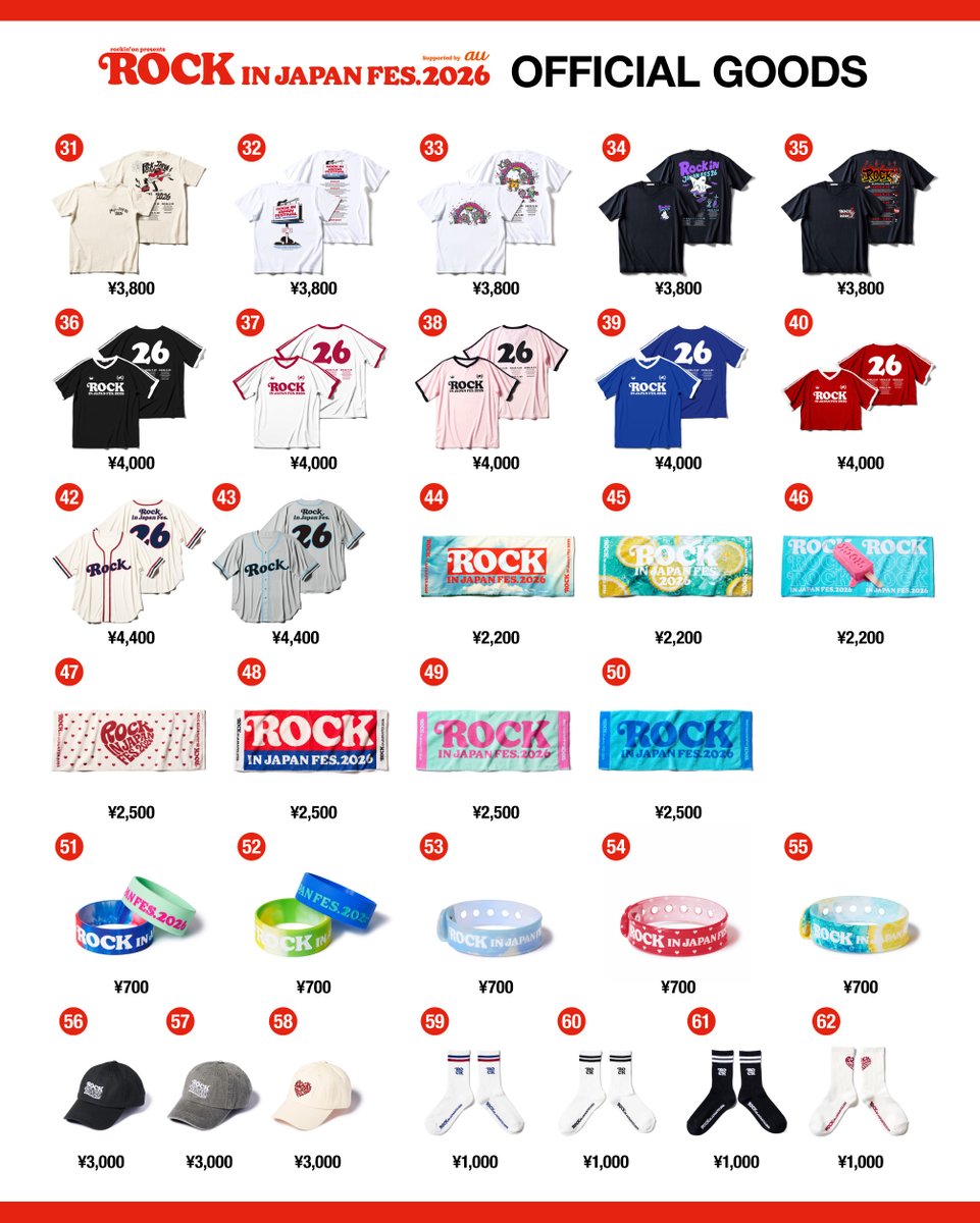 rockinon_fes's tweet photo. 【ROCK IN JAPAN FES. 2026】
＼ オフィシャルグッズ一覧公開 ／

ROCK IN JAPANのオフィシャルグッズ全113点を公開🔥
プレオーダーも受付中🧺

💭プレオーダーとは？
商品を受付期間中に注文し、当日会場で受け取れる購入方法です。
プレオーダーでは、当日の会場販売よりも多くの在庫をご用意しています。
欲しい商品を確実にゲットしておくのがおすすめです！

〈プレオーダー受付期間〉
コンビニ決済：〜8月24日(月)16:00
クレジットカード・PayPay決済：〜8月26日(水)16:00

#RIJF2026 #ロッキン
