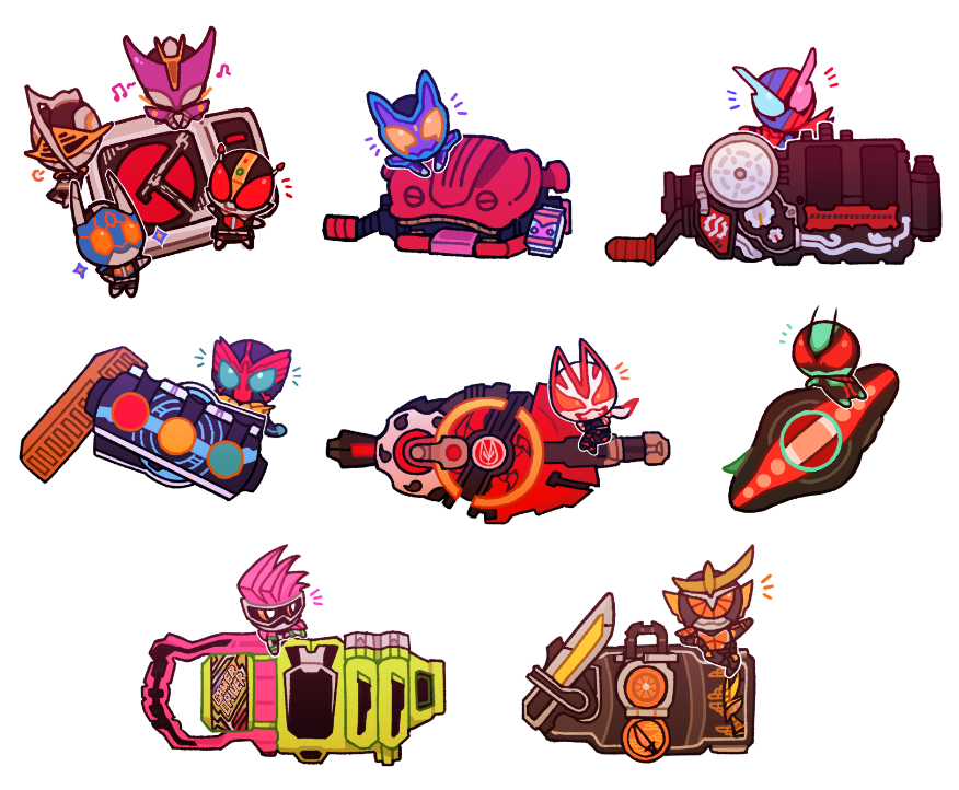Keru_Chii's tweet photo. all the rider belt charms I'll have for anyc and pmc :))) https://t.co/Kzrjz5CqmL