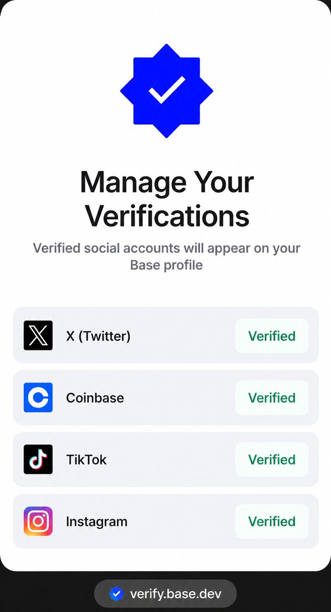 a7zahid's tweet photo. Base Verify Completed 🔵
If you're farming @base, check your verification status today!
Your account is verified by Base Verify ✅
#Base #BaseNetwork #Web3 https://t.co/EwGMV5EJ9H
