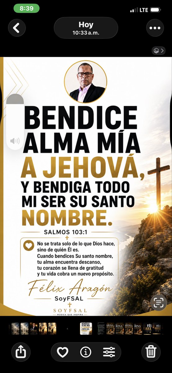 faragon2907's tweet photo. ¿Ya hablaste con tu alma hoy? 🙏
“Bendice, alma mía, a Jehová; y bendiga todo mi ser su santo nombre.” (Salmos 103:1)
✨ Sigue @SoyFSAL para recibir reflexiones bíblicas y música cristiana que fortalece la fe.
#Bendice #Jesucristo #ReflexiónBíblica #PalabraDeDios #SoyFSAL https://t.co/FpBHoNRYn7