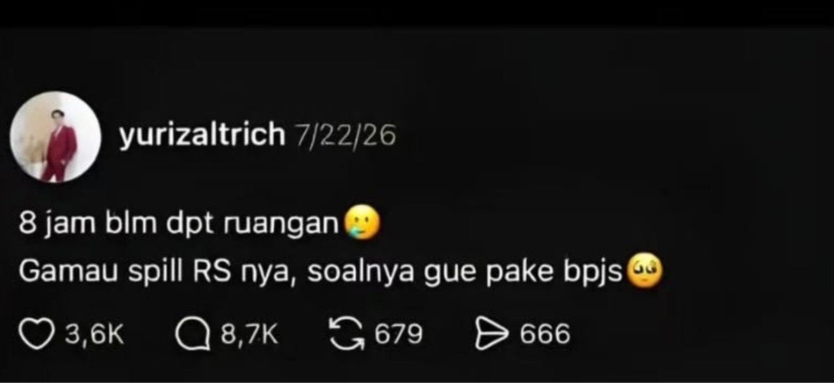 fbrreds's tweet photo. kenapa tweet seharmless ini bisa mancing kata kata jahat dokter ya?

tidak nyebut profesi, tidak sebut RS
bahkan dalam keluhannya pun mas ini berhati hati sekali https://t.co/c4V4QVLHNw