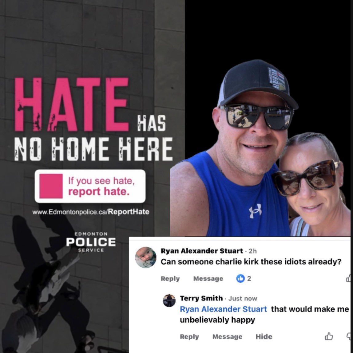 BertaProudDad's tweet photo. Hey @edmontonpolice just wondering if this is hate speech or not!  Tried filing a complaint but nobody answered… https://t.co/3ctk0IfoSD