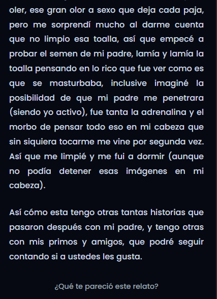relatos_gay_cl's tweet photo. 𝗥𝗘𝗟𝗔𝗧𝗢: La leche de mi papá

https://t.co/p2YchQvaKM

#relatosgay #gay #pornogay #IncestoGay https://t.co/nJtqaz00Xm
