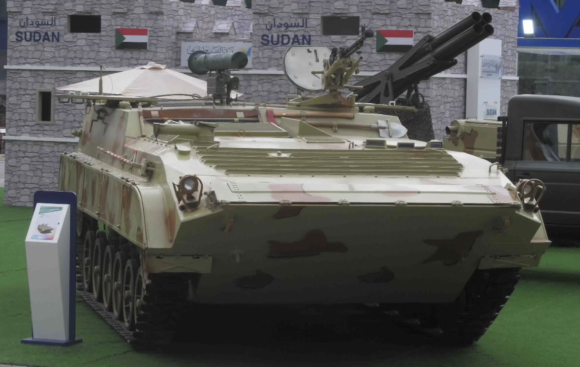 zsd63's tweet photo. Surprisingly, Sudan has a domestic arms industry running since the 1980s, even able to put up vehicles for export. Seen here is a “Khatim-4” ATGM carrier based on BMP-1 or ZBD-86. Less surprisingly, Sudan hasn’t seen much export success. https://t.co/Ni4f46LbEV
