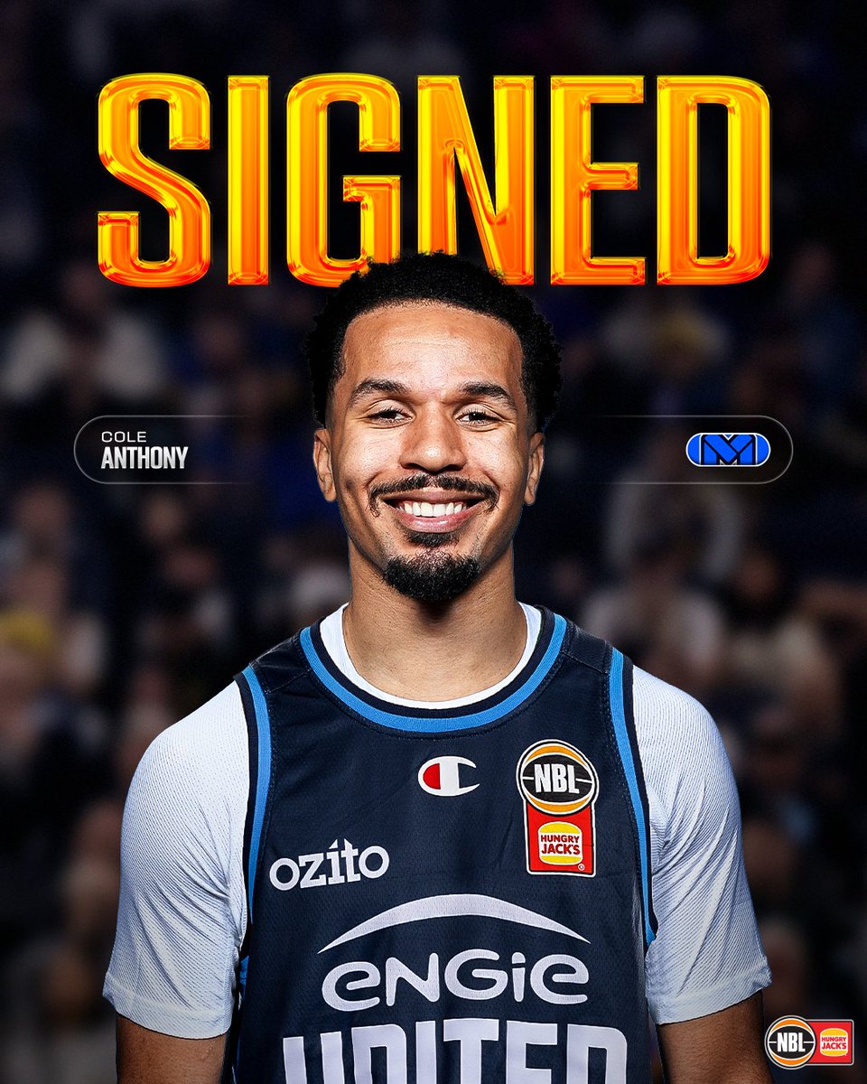NBL's tweet photo. COLE WORLD 🌏

@MelbUnited have signed former NBA point guard Cole Anthony on a one-year deal 🤯

Read more: https://t.co/NAChQO56uv https://t.co/XJIPKQVWUF
